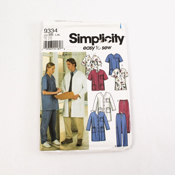 Simplicity Easy to Sew Scrubs Pattern Lot BB L XL 9334 for Men & Women