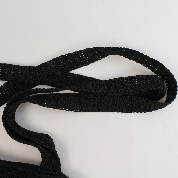 Vintage Amicci Black Braided Tote Bag with Zip Closure - Good Condition