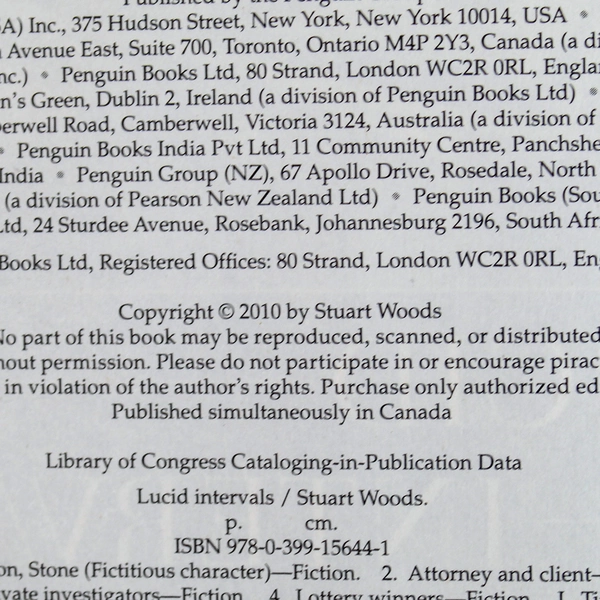 Lucid Intervals by Stuart Woods Hardcover Novel - Good Condition, Inscribed
