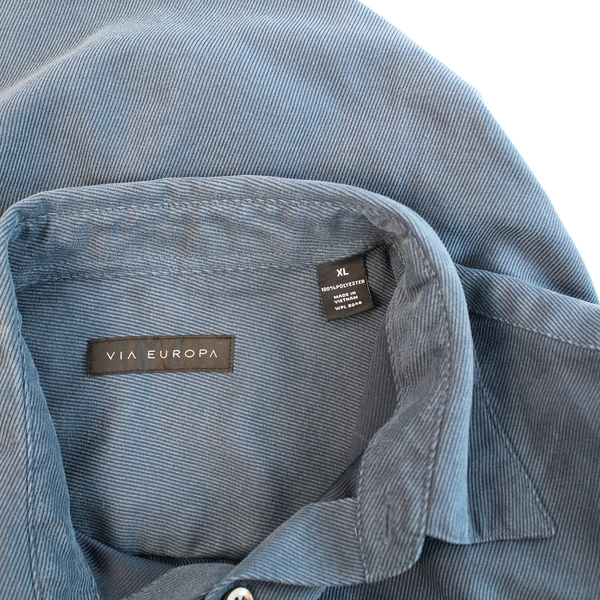 Via Europa Men's XL Blue Striped Long Sleeve Button-Up Shirt - Pre-Owned