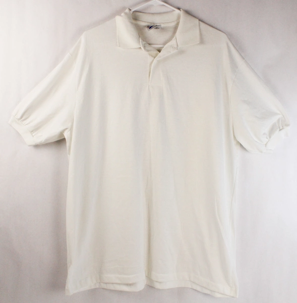 Vintage ScreenMates Men's 2XL White Knit Polo Shirt - Good Pre-Owned Condition