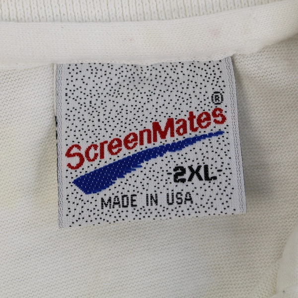 Vintage ScreenMates Men's 2XL White Knit Polo Shirt - Good Pre-Owned Condition