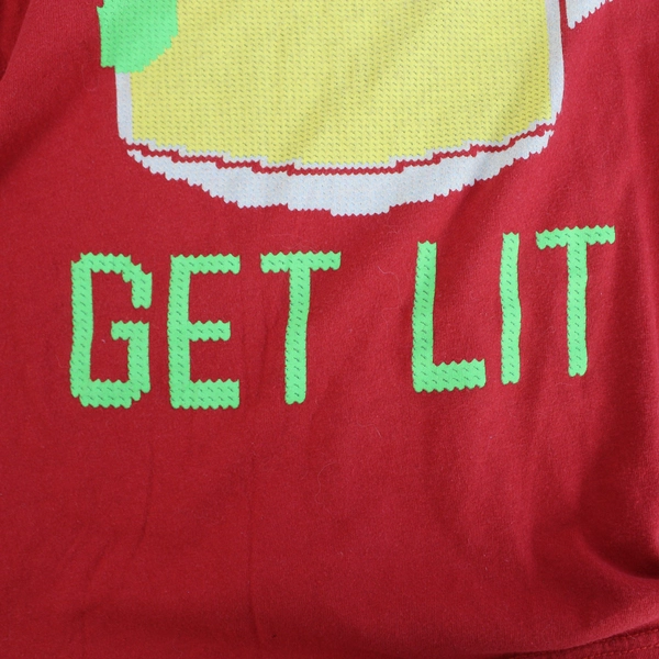 American Eagle Get Lit Christmas Beer Tee Shirt Men’s M Red Holiday Fun