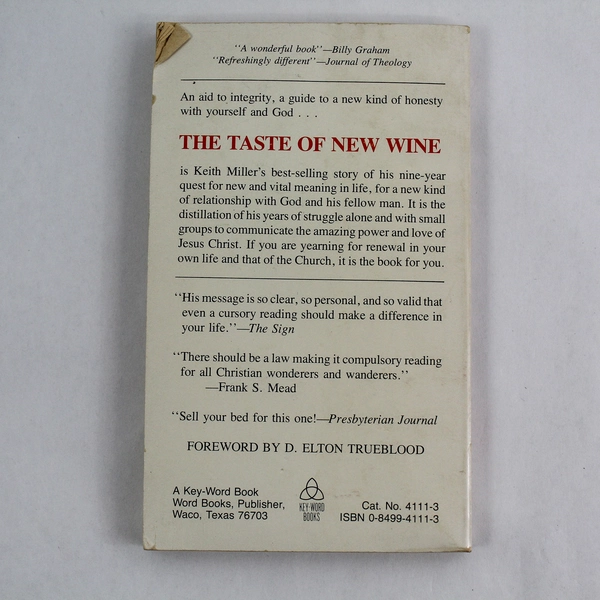 Vintage The Taste of New Wine by Keith Miller 1965 Paperback Book