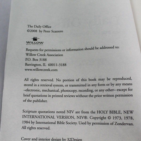 Daily Office by Peter Scazzero 2008 Willow Creek Paperback Book