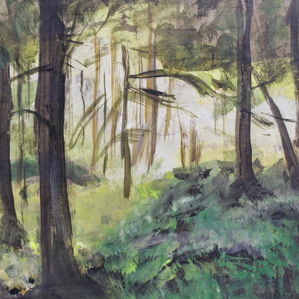 Acrylic Painting by Mary Rash Forest Getaway Wall Art Decor 9.5"x12.5"