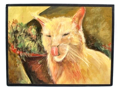 Acrylic Painting Feline Cat by Mary Rash Domestic Cat Wall Art
