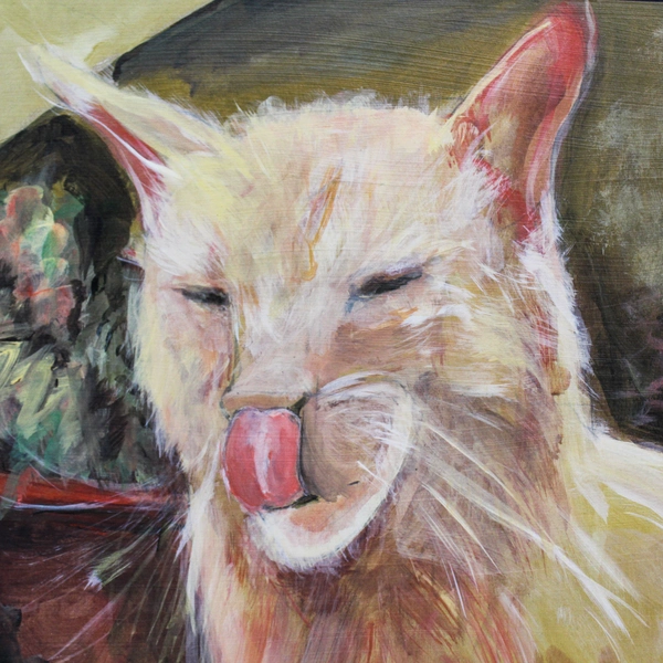 Acrylic Painting Feline Cat by Mary Rash Domestic Cat Wall Art