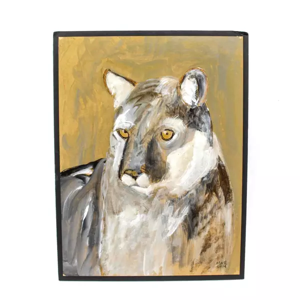 Acrylic Painting Mountain Lion by Mary Rash 2014 Signed McMinnville Art