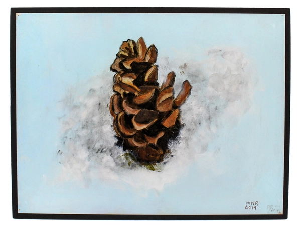 Acrylic Painting Winter Pinecone by Mary Rash McMinnville Artist 2014