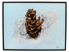 Acrylic Painting Winter Pinecone by Mary Rash McMinnville Artist 2014