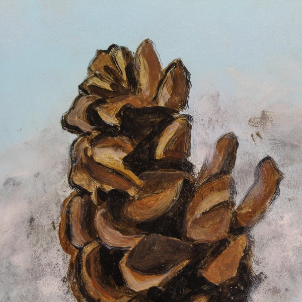 Acrylic Painting Winter Pinecone by Mary Rash McMinnville Artist 2014