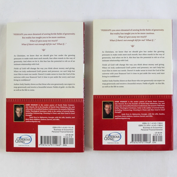 Lot of 2 Fields of Gold Books by Andy Stanley Tyndale Living 2004 Good Condition