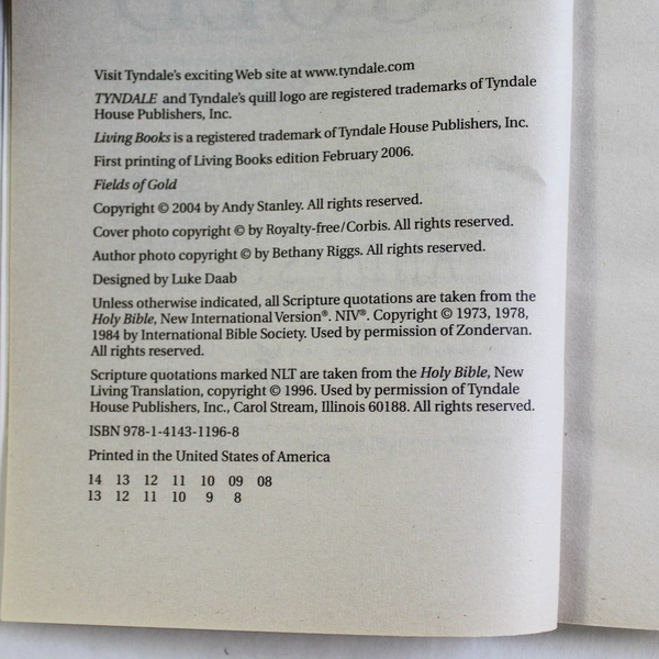 Lot of 2 Fields of Gold Books by Andy Stanley Tyndale Living 2004 Good Condition