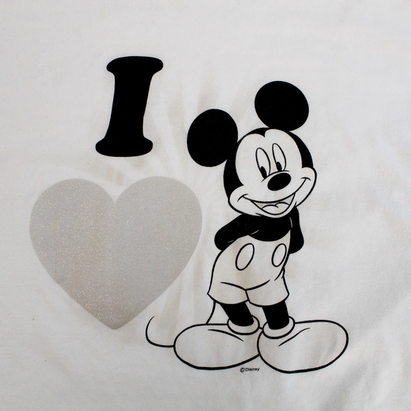 Del Sol Disney I Heart Mickey Tee Shirt Women's Large White Pre-Owned Stains