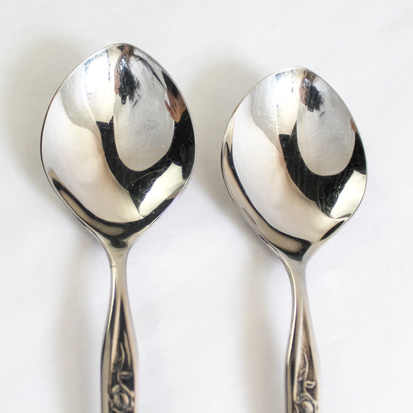 Lot of 2 Vintage Tradition Stainless SRS41 Serving Spoons Rose Design