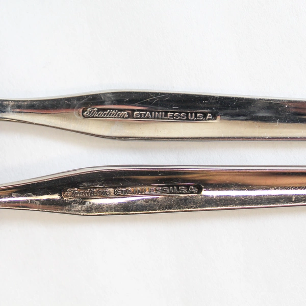 Lot of 2 Vintage Tradition Stainless SRS41 Serving Spoons Rose Design