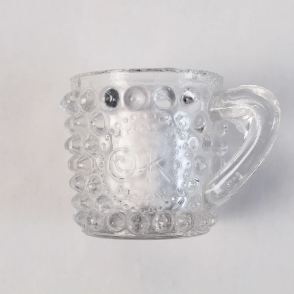 Antique OK Trade Mark Mini Clear Glass Candy Scoop Cup Hobnail 1.5"