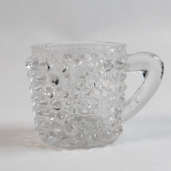 Antique OK Trade Mark Mini Clear Glass Candy Scoop Cup Hobnail 1.5"