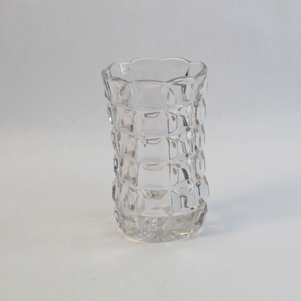 Duncan George Glass Vase 6" Tall EAPG Block Pattern Pre-Owned with Chip