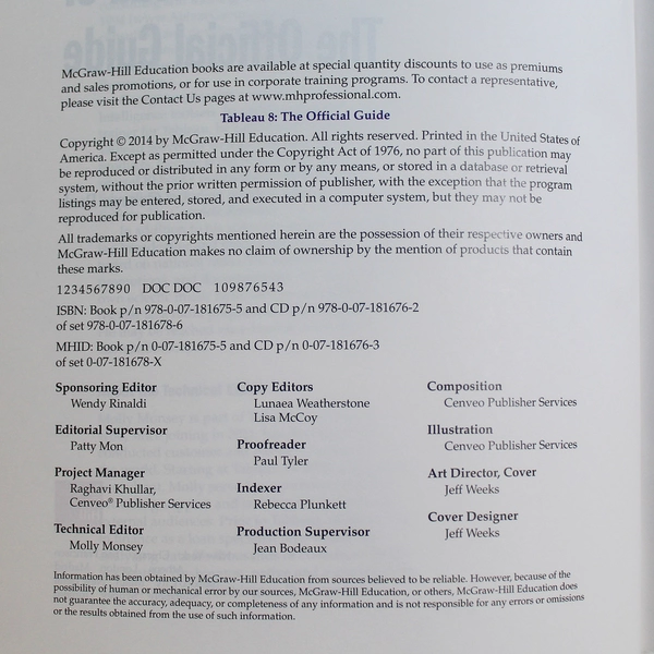 Tableau 8 The Official Guide by George Peck with Unopened CD Good Condition