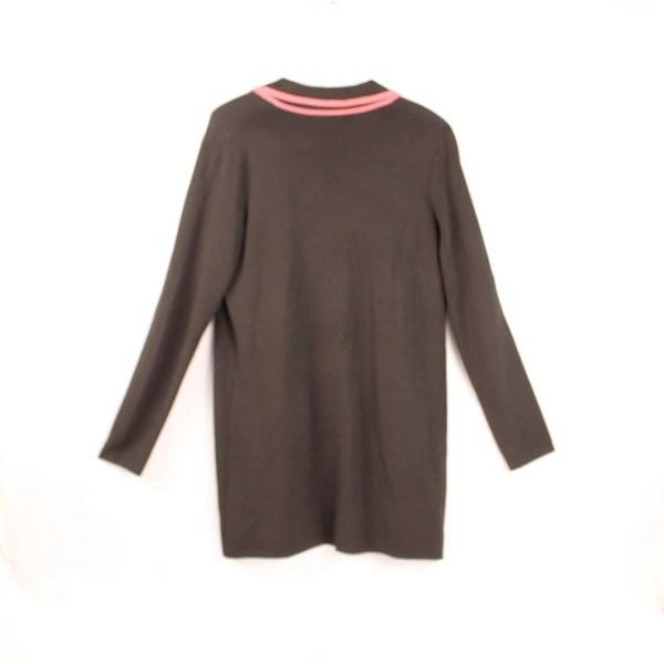 Peck & Peck Women's Brown Cardigan Sweater with Pink Trim Size M Good Condition