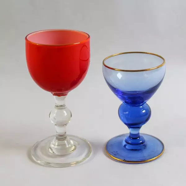 Lot of 2 Mini Red & Blue Glasses - Pre-owned Drinkware Accents