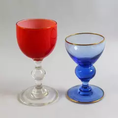 Lot of 2 Mini Red & Blue Glasses - Pre-owned Drinkware Accents