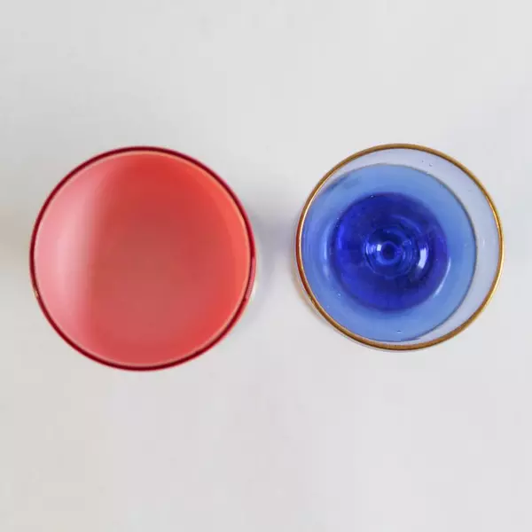 Lot of 2 Mini Red & Blue Glasses - Pre-owned Drinkware Accents