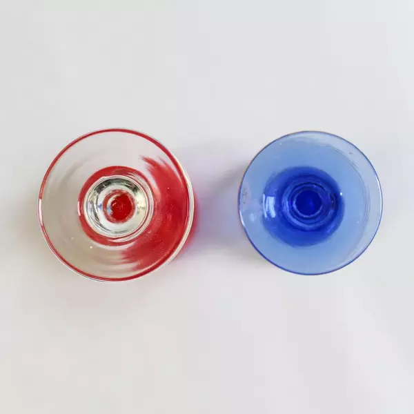 Lot of 2 Mini Red & Blue Glasses - Pre-owned Drinkware Accents