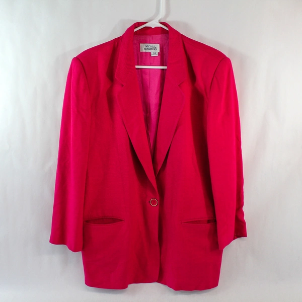 Vintage Nicole Summers Fuchsia Blazer Size 14 with Shoulder Pads, Pre-Owned
