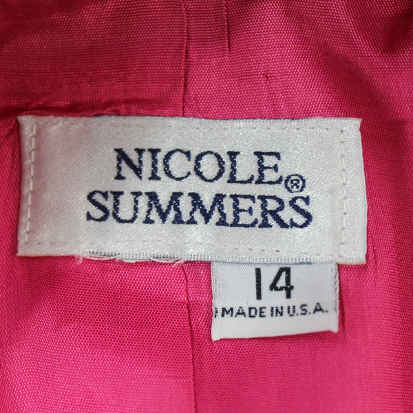 Vintage Nicole Summers Fuchsia Blazer Size 14 with Shoulder Pads, Pre-Owned