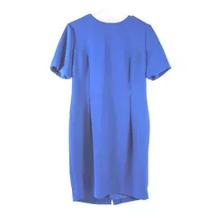 Worthington Women's 8P Petite Blue A-Line Dress Short Sleeve Good Condition