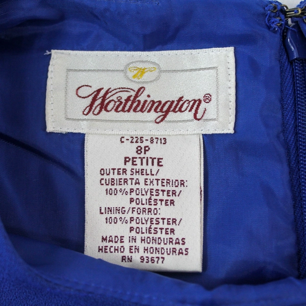 Worthington Women's 8P Petite Blue A-Line Dress Short Sleeve Good Condition