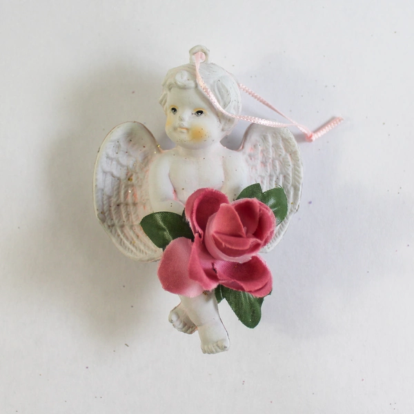 Lot of 3 Cherub & Tree Christmas Ornaments - Beaded Floral Dangles