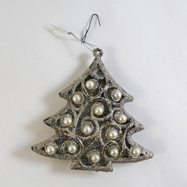 Lot of 3 Cherub & Tree Christmas Ornaments - Beaded Floral Dangles