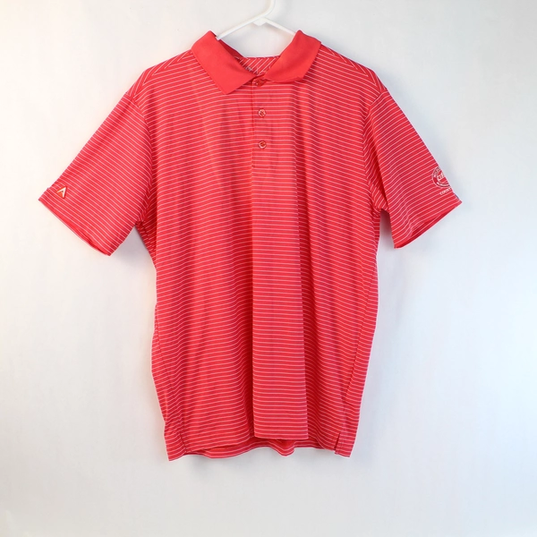 Antigua Men's Polo Shirt Red White Stripes Michelbook Country Club Size L
