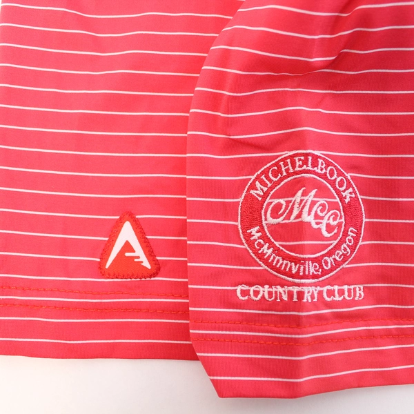 Antigua Men's Polo Shirt Red White Stripes Michelbook Country Club Size L