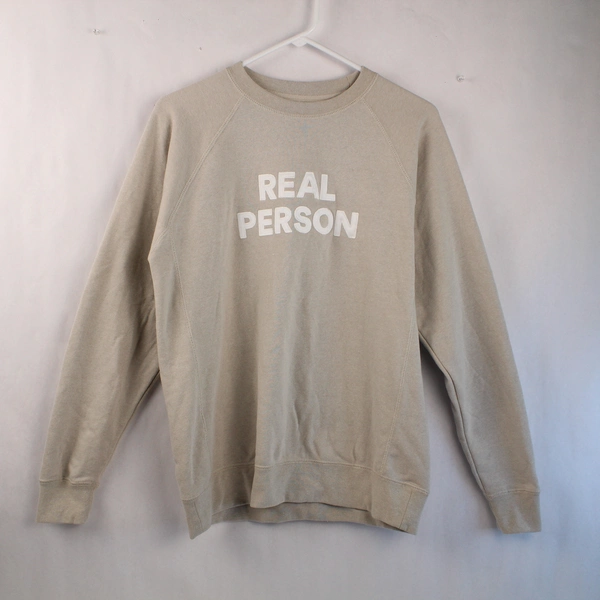 Independent Trading Co. Women's Small Taupe "REAL PERSON" Sweatshirt