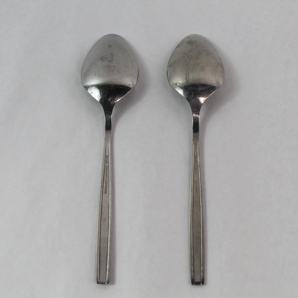 Two Vintage Oneida Community Stainless Northland Love Story Serving Spoon 8.5 in