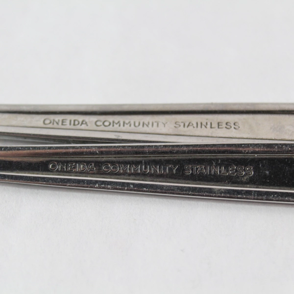 Two Vintage Oneida Community Stainless Northland Love Story Serving Spoon 8.5 in