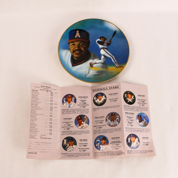 1984 Reggie Jackson Angels Hackett Plate 500 Career Edition #585 Vintage