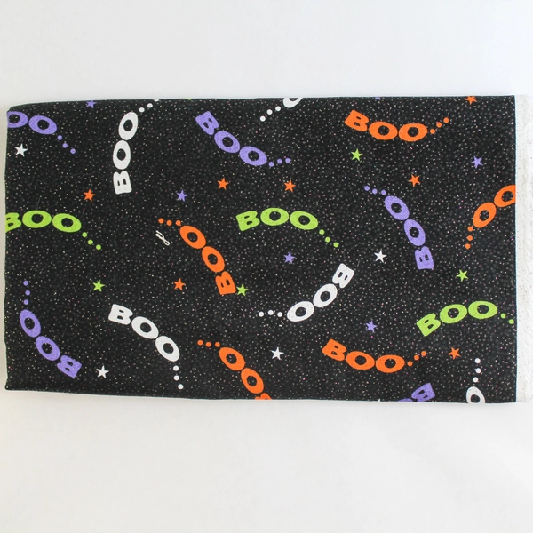 Jo Ann Fabric Halloween Boo Sparkle Black 1 Yard Pre-Owned Craft Panel