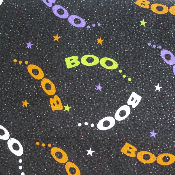 Jo Ann Fabric Halloween Boo Sparkle Black 1 Yard Pre-Owned Craft Panel