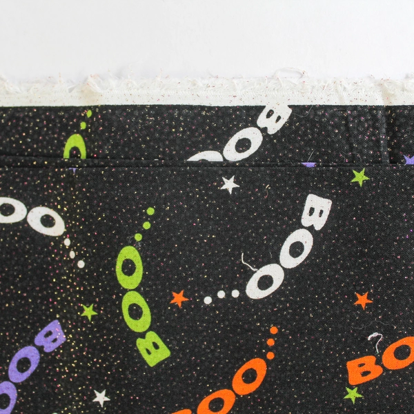 Jo Ann Fabric Halloween Boo Sparkle Black 1 Yard Pre-Owned Craft Panel