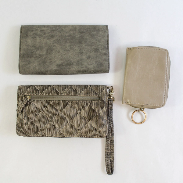 Lot of 3 Pre-owned Gray Taupe Beige Clutch Wristlets by Mossimo & More