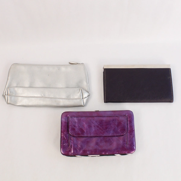 Lot of 3 Women's Accessories Clutch Wallets & Makeup Bag Lancome Purple