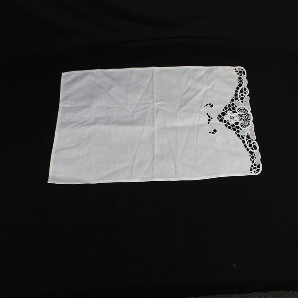 Lot of 2 Vintage White Floral Needle Lace Tea Towels 31x21" with Character