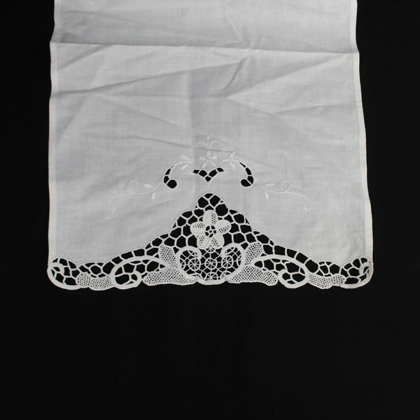 Lot of 2 Vintage White Floral Needle Lace Tea Towels 31x21" with Character