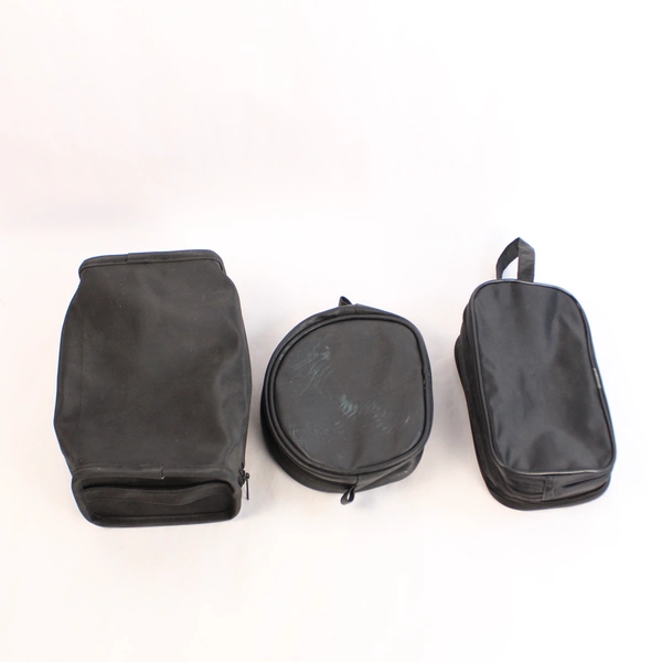 Lot of 3 Men's Black Travel Toiletry Bags - Multipurpose Pouches Set